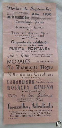 Poster - Cartel : VARIEDADES SELECTAS : PURITA FONTALBA, JAK Y DIAZ, MORALES,?Segorbe