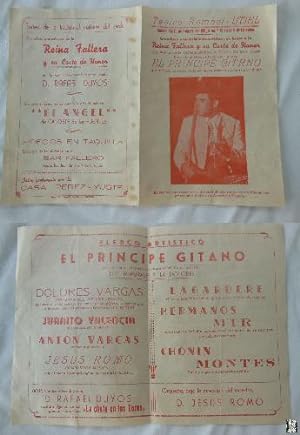 Programa - Program : En Honor REINA FALLERA. EL PRÍNCIPE GITANO. 1951 UTIEL