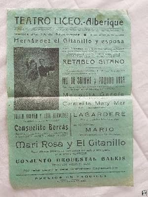 Poster - Cartel : RETABLO GITANO. Hernández el Gitanillo y su esposa. ALBERIQUE