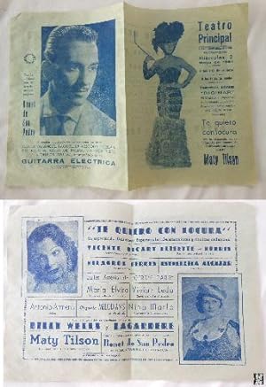 Seller image for Programa - Program : TE QUIERO CON LOCURA. MATY TILSON. 1951. ALICANTE for sale by LIBRERA MAESTRO GOZALBO