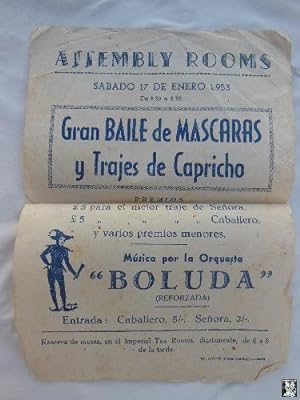 Poster - Cartel : GRAN BAILE DE MASCARAS Y TRAJES DE CAPRICHO. Gibraltar 1953