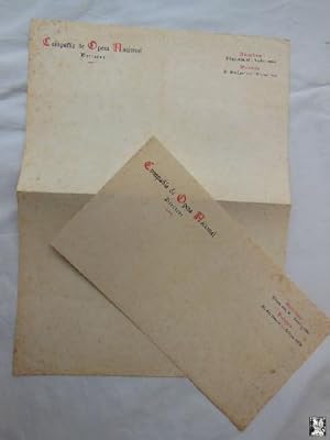 Antiguas cartas - Old Papier : MEMBRETE DE LA COMPAÑÍA DE OPERA NACIONAL, DIRECTOR.