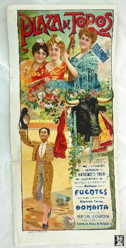 Poster - Cartel : PLAZA DE TOROS VALENCIA: Despedida ANTONIO FUENTES, RICARDO TORRES BOMBITA. 1908