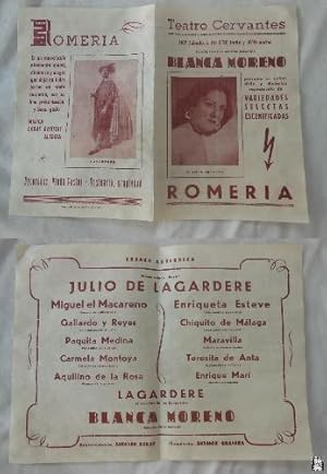 Programa - Program : ROMERIA, BLANCA MORENO, JULIO LAGARDERE. 1950 VALENCIA