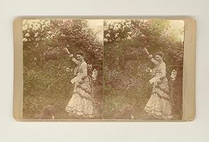 Antique Stereoscope Card 1901 Non-Commercial Hand-Tinted Color Photograph of Lovely Genteel Edwar...