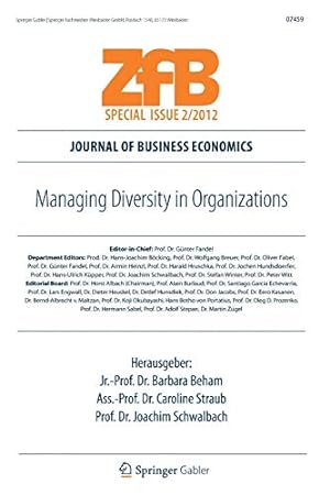Seller image for Managing Diversity in Organizations (ZfB Special Issue) [Soft Cover ] for sale by booksXpress