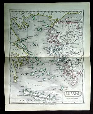 Map No XIII. INSULAE MARIS AEGAEI. Aegean Greece Turkey Islands, Crete., from Samuel Butler's 184...