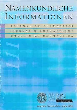 Bild des Verkufers fr Namenkundliche Informationen (NI) 111 (2018/2019). zum Verkauf von Fundus-Online GbR Borkert Schwarz Zerfa