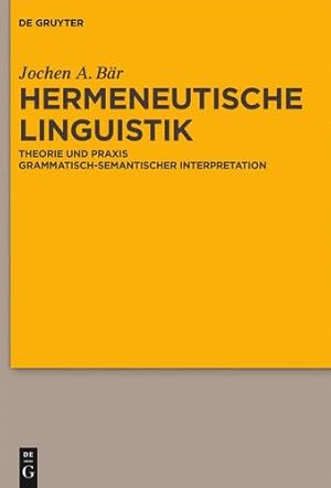 Seller image for Hermeneutische Linguistik (German Edition) by Bär, Jochen A. [Paperback ] for sale by booksXpress