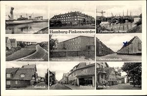 Ansichtskarte / Postkarte Hamburg Mitte Finkenwerder, Deutsche Werft, Steendiek, Fischkutter im H...