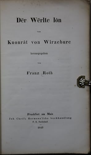 Bild des Verkufers fr Dr wrlte ln von Kuonrt von Wirzeburc. Herausgegeben von Franz Roth. Widmungsexemplar. zum Verkauf von Antiquariat  Braun