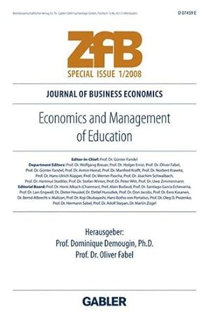 Bild des Verkufers fr Economics and Management of Education (ZfB Special Issue) [Paperback ] zum Verkauf von booksXpress