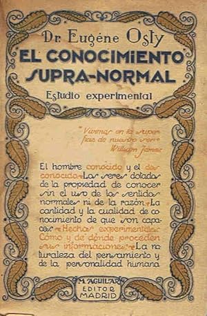 Immagine del venditore per EL CONOCIMIENTO SUPRA-NORMAL. Estudio experimental venduto da Librera Torren de Rueda