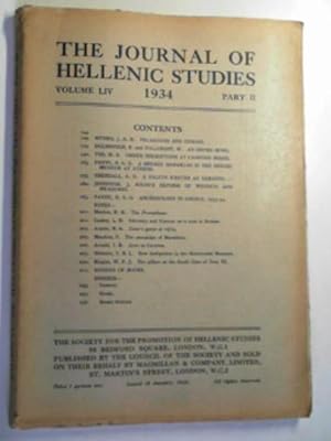 Bild des Verkufers fr The Journal of Hellenic Studies, volume LIV part II, 1934 zum Verkauf von Cotswold Internet Books