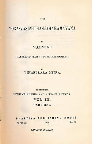 The Yoga-Vasishtha-Maharamayana of Valmiki