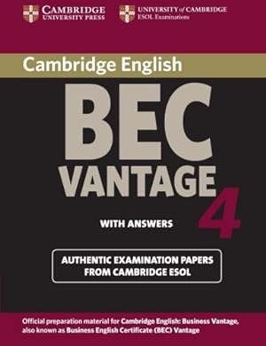 Imagen del vendedor de Cambridge Bec 4 Vantage (BEC Practice Tests) by Esol, Cambridge [Paperback ] a la venta por booksXpress