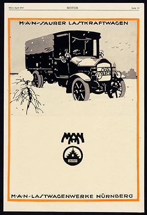 Antique Print-ADVERTISING-MAN-SAURER-RADIATOR-TRUCK-LORRY-CAR-GERMANY-Motor-1917