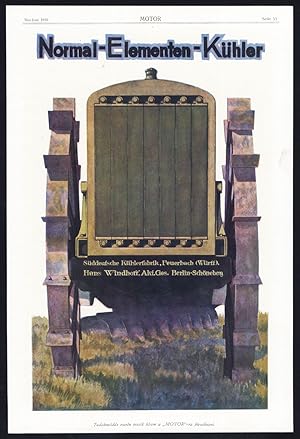 Antique Print-ADVERTISING-RADIATOR-KUHLERFABRIK-CAR SPRINGS-CAST IRON-Motor-1917
