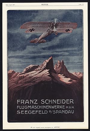 Bild des Verkufers fr Antique Print-ADVERTISING-FRANZ SCHNEIDER-AIRCRAFT INDUSTRY-AIRPLANE-Motor-1917 zum Verkauf von Pictura Prints, Art & Books