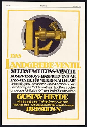 Antique Print-ADVERTISING-GUSTAV HEYDE-VALVE-RIEBE-BALL BEARING-TOOLS-Motor-1917