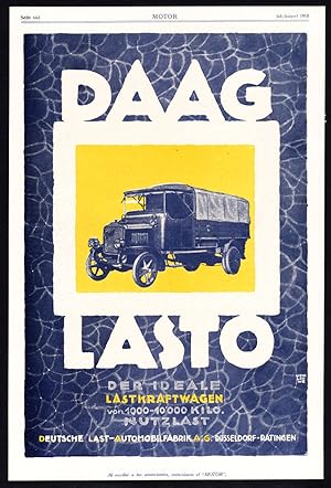 Antique Print-ADVERTISING-DAAG LASTO-TRUCK-LORRY-HERING-CAR TYRE-WHEEL-1917