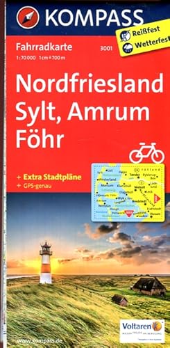 Bild des Verkufers fr Nordfriesland, Sylt, Amrum Fhr - Fahrradkarte 1:70.000, plus Extra Stadplne und GPS-genau zum Verkauf von Bcher & Meehr