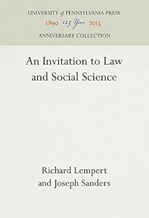 Seller image for An Invitation to Law and Social Science (Law in Social Context) by Lempert, Richard, Sanders, Joseph [Hardcover ] for sale by booksXpress