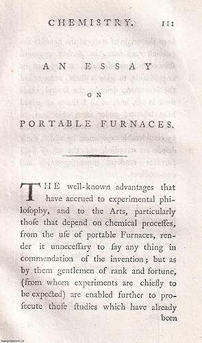 An essay on portable furnaces. Published by Society for The Encouragement of Arts, Manufactures, ...