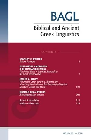 Bild des Verkufers fr Biblical and Ancient Greek Linguistics, Volume 5 [Soft Cover ] zum Verkauf von booksXpress