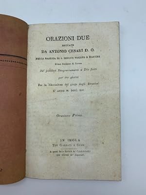 Orazioni due recitate da Antonio Cesari nella basilica di S. ZenoneÂ ne' pubblici ringraziamenti...