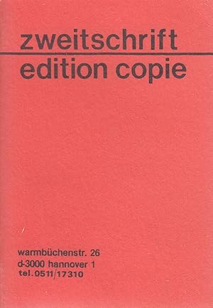 Seller image for Verlagsverzeichnis Der Zweitschrift/ Edition Copie, Hannover for sale by Stefan Schuelke Fine Books