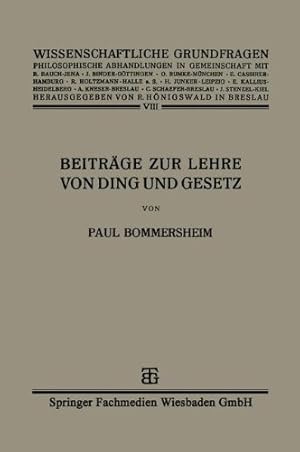 Seller image for Beiträge zur Lehre von Ding und Gesetz (Wissenschaftliche Grundfragen) (German Edition) by Bommersheim, Paul [Paperback ] for sale by booksXpress