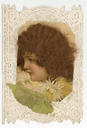 Octavo - Double Lace Valentine with applied image with "Real Hair". Endearing verse.