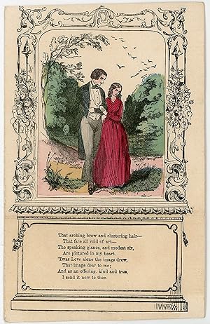 Civil War Era - Hand colored valentine - Strolling Couple