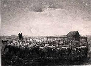 Sheepfold at Night. (First edition of the etching.)