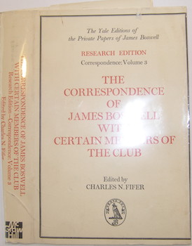 Seller image for The Correspondence Of James Bosworth With Certain Members Of The Club. The Yale Editions of the Private Papers of James Boswell. Research Edition, Correspondence: Volume 3. (Dust Jacket Only.) for sale by Wittenborn Art Books