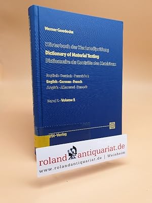 Seller image for Dictionary of Materials Testing: English-German-French v. 2 for sale by Roland Antiquariat UG haftungsbeschrnkt