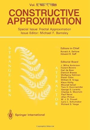 Seller image for Constructive Approximation: Special Issue: Fractal Approximation by Barnsley, Michael F. [Paperback ] for sale by booksXpress
