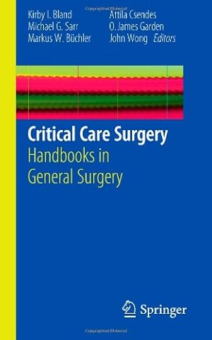 Immagine del venditore per Critical Care Surgery: Handbooks in General Surgery [Paperback ] venduto da booksXpress