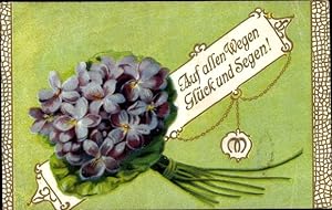 Bild des Verkufers fr Ansichtskarte / Postkarte Blumenstrau aus Veilchen, Auf allen Wegen Glck und Segen zum Verkauf von akpool GmbH