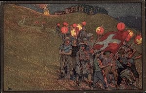 Künstler Ansichtskarte / Postkarte Bundesfeier 1912, Zu Gunsten des Roten Kreuz