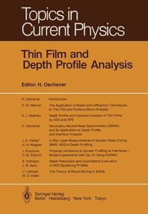 Imagen del vendedor de Thin Film and Depth Profile Analysis (Topics in Current Physics) [Paperback ] a la venta por booksXpress