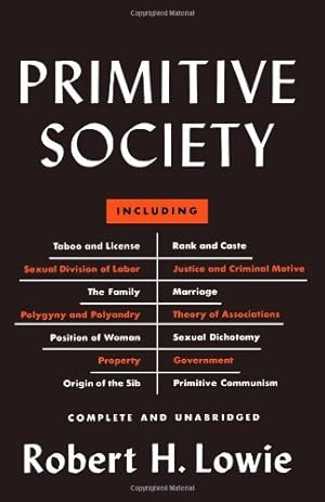 Seller image for Primitive Society by Lowie, Robert H. [Paperback ] for sale by booksXpress