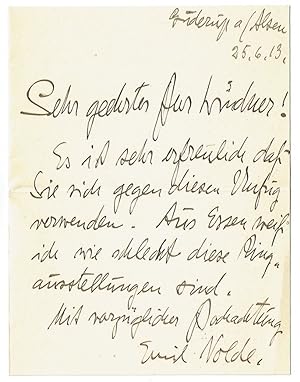 Eigenh. Brief mit Unterschrift u. Emil Nolde: Briefe aus den Jahren 1894?1926. Berlin: Furche (19...