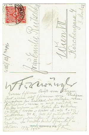 Imagen del vendedor de Postkarte von fremder Hand mit eigenh. Namenszug in Blei. a la venta por Kotte Autographs GmbH