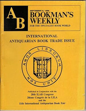 AB Bookman's Weekly: September 8, 1986. Volume 78, Number 10. International Antiquarian Book Trad...