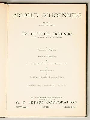 [Op. 16]. Five Pieces for Orchestra [Study score] (Fünf Orchesterstücke) . Revised edition, reduc...