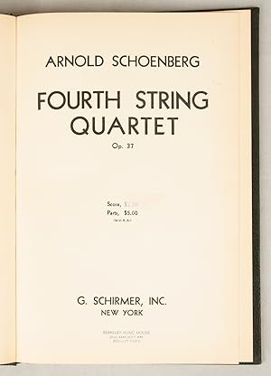 Bild des Verkufers fr [Op. 37]. Fourth String Quartet [Score] zum Verkauf von J & J LUBRANO MUSIC ANTIQUARIANS LLC