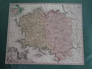 kolorierte Kupferstichkarte, Tabula Ducatus Britanniae, Gallis. Le Gouvernem. General de Bretagne...