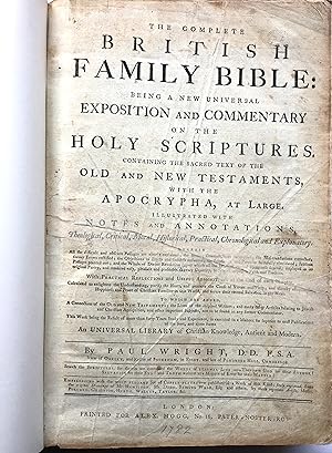 Seller image for The Complete British Family Bible; Being a New Universal Exposition & Commentary on Holy Scriptures [OT Apoc NT].ILUUSTRATED WITH NOTES AND ANNOTATIONS. FULL LEATHER ORIGINAL for sale by Appleford Bookroom